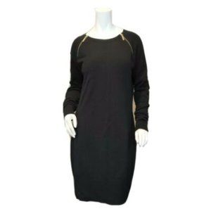 Michael Kors Long Sleeve Logo Zippers Sweater Dress